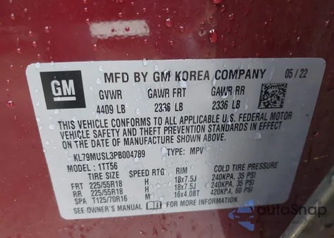 2023 Chevrolet Trailblazer Awd Rs из США, поврежденный, VIN KL79MUSL3PB004789